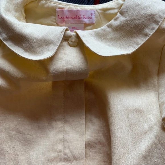 RING AROUND THE ROSIE GIRLS YELLOW HAND EMBROIDERED LINEN COAT DRESS SIZE 4T - Picture 6 of 9